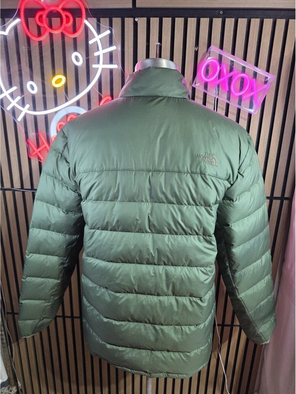 The North Face Men's Green 550 Down Puffer Jacket Full Zip Pockets Size 2XL